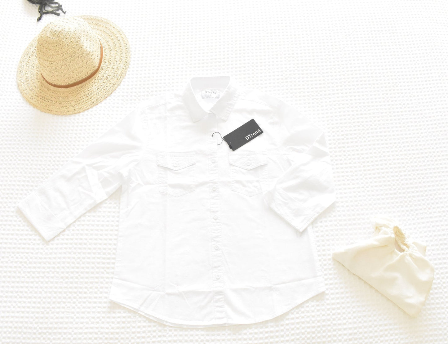 DTrend 3/4 Sleeve Classic - Double Pocket White Button - DTrend