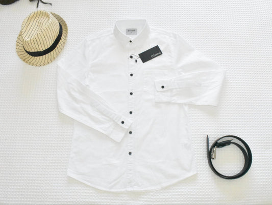 Mens Long Sleeve Classic - Single Pocket Black Button - DTrend
